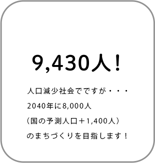 9,430人！人口1万人を目指しています。※2017年4月現在