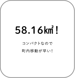 58.16キロ平方メートル！コンパクトなので町内移動が早い！