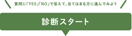 質問に「YES」「NO」で答えて、当てはまる方に進んでみましょう　診断スタート